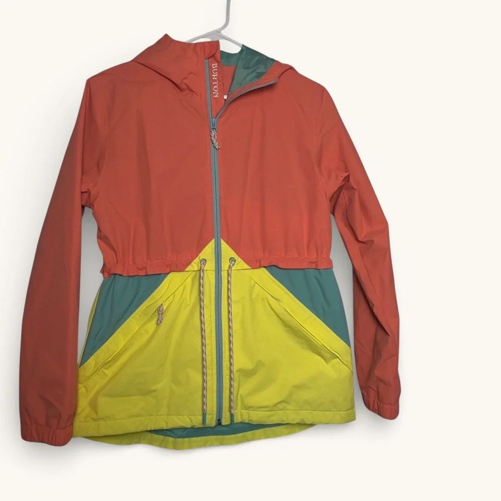 Burton Narraway Jacket Womens Small Colorblock Hooded Windbreaker Full Zip